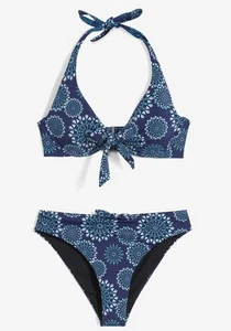 Neckholder Bikini Set Gr. 46 (90) B Blau Bedruckt Damen-Bademode Badeanzug Neu* - Bild 1 von 1