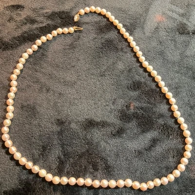 Collar Perla Natural Oro Amarillo 14k Vintage 24" Foto 1 de 4