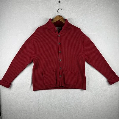 Turnbury Sweater Mens Extra Large Red Rib Knit Button Front Cardigan Wool Blend - Image 1 of 4