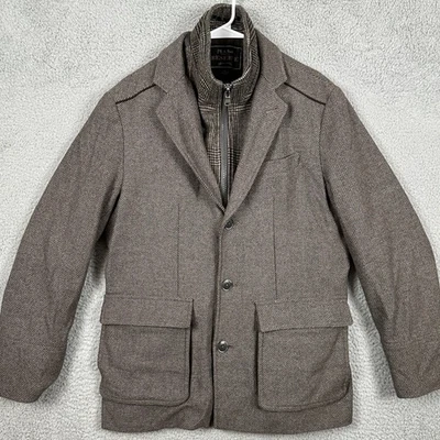 Jos. A. Bank Wool Blend Coat Removable Zipper Lining Mens Medium Brown Pockets - Image 1 of 4