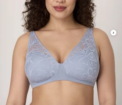 Bali Breath Cotton Modal Wireless T-shirt Bra Silver Satin XL  - Image 1 of 4