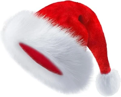 Sombrero de Navidad, Sombreros de Papá Noel para Adultos y Niños Terciopelo Rojo Comodidad Extra Grueso Ho Foto 1 de 4