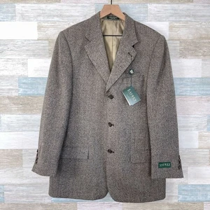 LRL Ralph Lauren Tweed Wolle Sport Mantel Braun Drei Knöpfe Herren 42 L 42 Lang - Bild 1 von 9