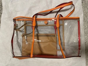 Tory Burch Tote Bag Hand Bag Vinyl PVC Leather Orange W/Pouch Unused - Picture 1 of 7
