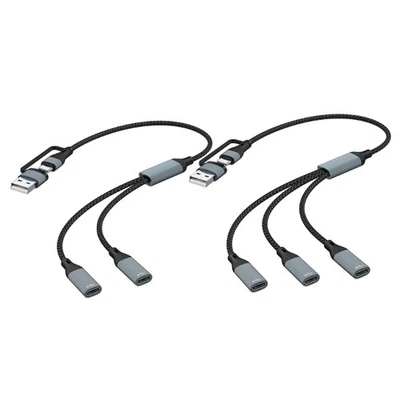 USB/Type C Male to 2/3 Type C Female Cable Adapter OTG Splitter Cord Converters - Image 1 of 4