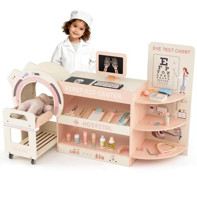 Wooden Doctor Play Set for Kids Pretend Play Doctor Kit with Toy CT Machine - Image 1 of 4