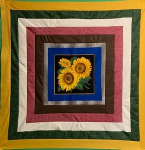 Wunderschönes Herbst SONNENBLUME Baby Quilt Top 41" sq. - Bild 1 von 3