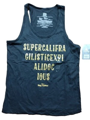 Mary Poppins SUPERCALIFRAGILISTICEXPIALIDOCIOUS Black Tank Top  Adult Size S - Image 1 of 3
