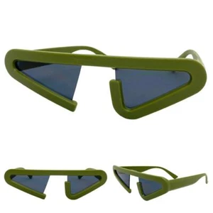 Futuristic Modern Contemporary Retro Party Club Raver DJ SUN GLASSES Green Frame - Picture 1 of 6