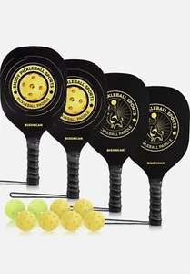 4 Pcs With 8 Balls Pickleball Paddles Pickleball Wood Paddles Indoor & Outdoor - Picture 1 of 8