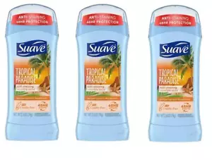 BL Suave Deodorant 2.6oz each 48Hr Tropical Paradise Invis Solid Three Pack - Picture 1 of 1