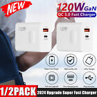 120W Dual-Port Wall Charger USB-C+USB-A Fast Charging Adapter For iPhone Samsung