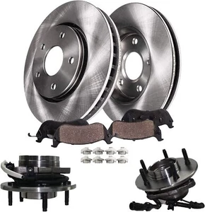 Front Brake Rotor Pad + Wheel Hub Bearing for 1997 1998 1999 2000 Ford F-150 4WD - Picture 1 of 1