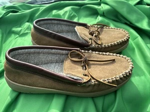 CABELA’S Men Brown Suede Moccasins Easy On Moc Slippers SZ 9 Padded Soft - Picture 1 of 1