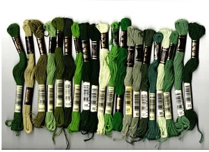 Green DMC Floss Embroidery Skeins All Different Lot of 20 #7 - Picture 1 of 1