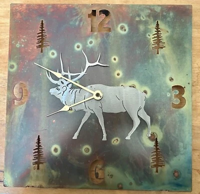 Винтажный металлический часовой механизм ручной работы деревенской деревенской деревенской охотничьей огранки 12x12 дюймов не работает - Изображение 1 из 4