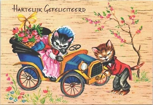 Anthropomorphic Cats Classy Happy Birthday Vintage Postcard BP8 - Picture 1 of 2