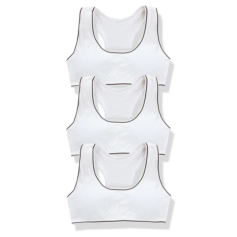 3 Pack Kids Teenage Girls Bra Training Bra with Pads Cotton Crop Tops Sports - Image 1 of 4
