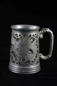 ANTIQUE HOWLON HONGKONG PEWTER MUG GLASS INSERT MARKED - Bild 1 von 11