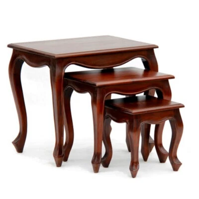 Nest of Tables, Queen Ann,Timber, Nest of 3 Tables, Medium Brown. - image 1 of 3