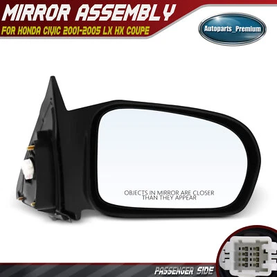 Espejo retrovisor eléctrico pasajero derecho para Honda Civic 2001 2002 2003 2004 2005 LX HX cupé Foto 1 de 4