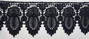 4" Dark Navy Blue Venice Venise Lace Fabric Bridal Trim 5 Yards - Picture 1 of 1