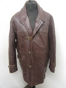 CHAQUETA TRINCHERA VINTAGE DE CUERO FRANCESA BARNSTORMER PARA MOTO TALLA XL - Imagen 1 de 16
