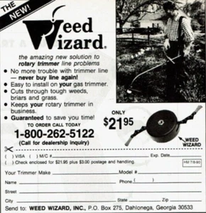 1990 Vintage Print Ad Weed Wizard The Amazing New Solution to Rotary Trimmer - Picture 1 of 2