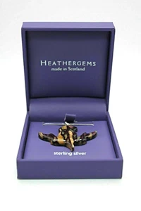 Sterling Silver Necklace Scottish Thistle Design Heather Gems Genuine 18 Inch - Bild 1 von 24