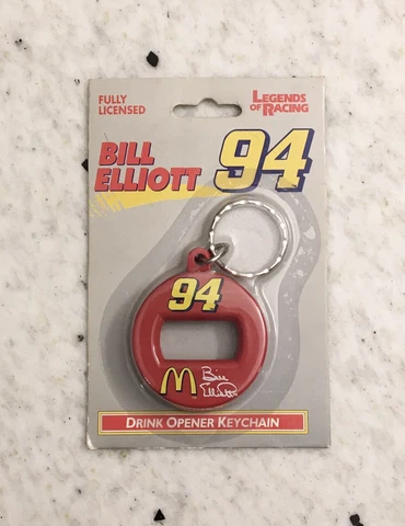 New Bill Elliott #94 McDonald’s Drink Opener Keychain, Legends Of Racing Cover