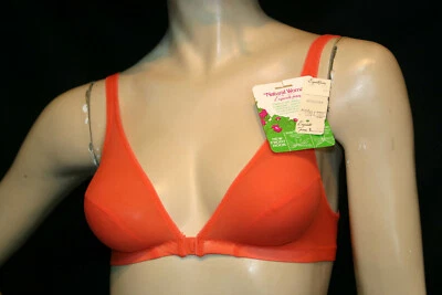 NOS 32B ORANGE VTG  70s BRA Nylon Front Close Exquisite Form NATURAL WOMAN 149 - Image 1 of 4