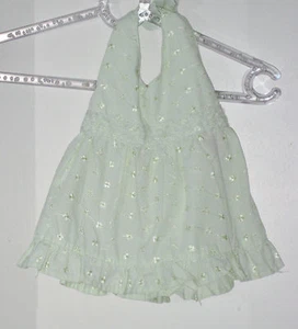 PRINCESS GIRL Size 2T Green Eyelet Embroidered Halter Dress - Foto 1 di 2