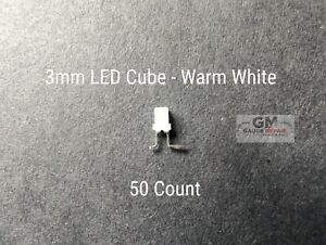 Warm White 3mm 12v LED Cubes for GM Dash Bulbs Switches Built In Resistor 50 Qty