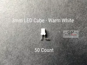Warm White 3mm 12v LED Cubes for GM Dash Bulbs Switches Built In Resistor 50 Qty - Picture 1 of 13