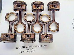 BUICK LACROSSE 3.6L V-6 SET OF 6 RODS AND PISTONS -  USED