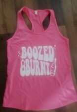 Women's new custom Boozed & Burnt Pink racer back tank top size Large