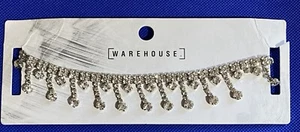 Warehouse Silver Rhinestone Beautiful Faux Diamond Decorated Choker Necklace - Picture 1 of 3