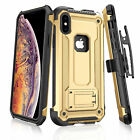 For Apple Iphone Xs Max/xr/x Rugged Case 360° Belt Clip Holster +tempered Glass