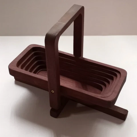 Small Dark Wooden Collapsible Basket for fruit home decor Cover