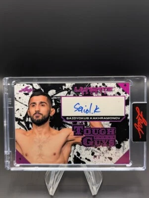 #3/6 2024 Leaf Ultimate Sports Saidyokub Kakhramonov Tough Guys Holo Pink Auto - Image 1 of 2