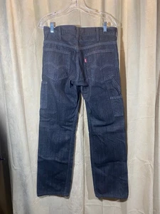 Mens New Levis Black Denim Utility Work Pants Size 29-32 Zipper Cotton - Picture 1 of 4