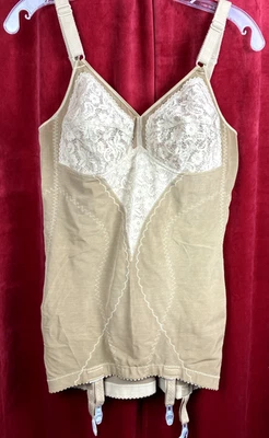 Vintage 40 B Triumph 1970s Tonal Beige Brown long line body girdle garter Sissy - Image 1 of 4