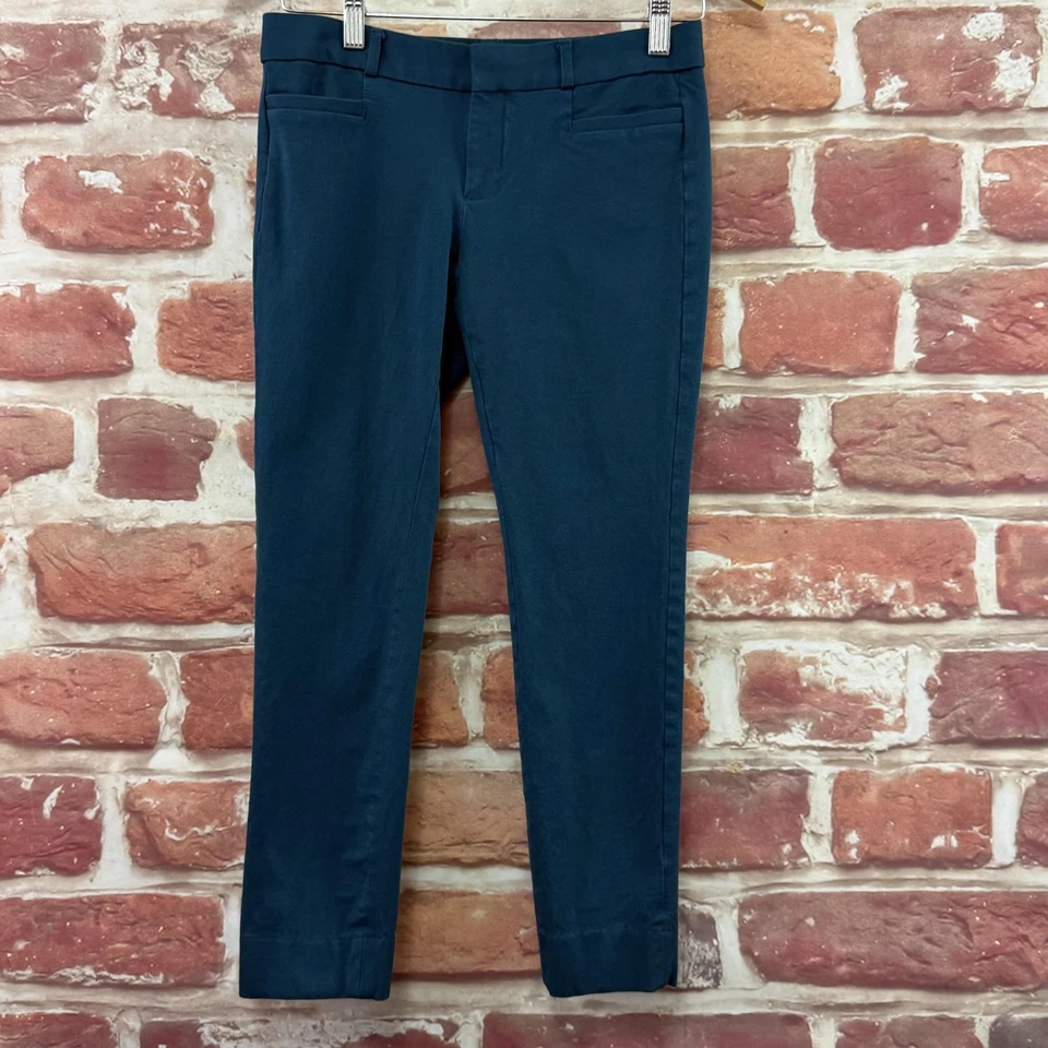 Banana Republic Sloan Pants Womens 0 Petite Teal Blue Ankle Slim Stretchy Zip Up - Image 1 of 4