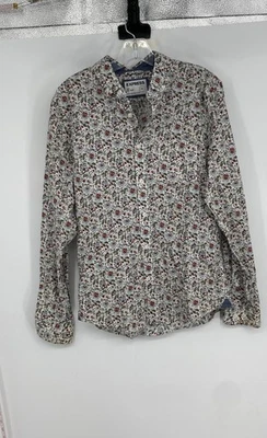 Express Mens Multicolor Floral Cotton Slim Fit Soft Wash Button-Up Shirt Size S - Image 1 of 4