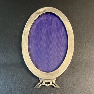 Antiguo marco ovalado de plata esterlina victoriano de 5" terciopelo púrpura 20G de colección - Imagen 1 de 9