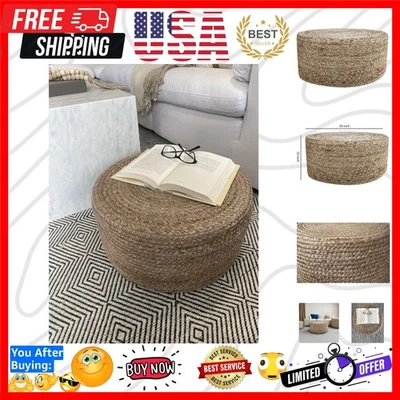 Puf otomano versátil de yute 100 % natural - perfecto para decoración boho y contemporánea Foto 1 de 4