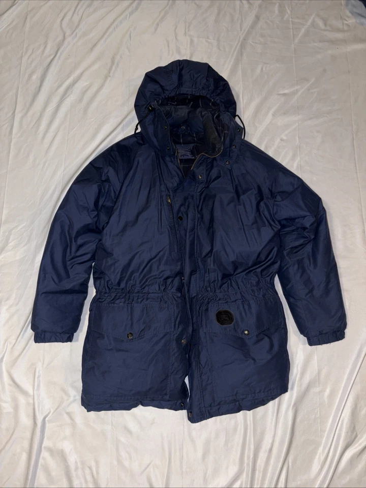 Abrigo de plumón chaqueta acolchada azul marino Burberrys vintage raro para hombre años 80 90 Foto 1 de 4