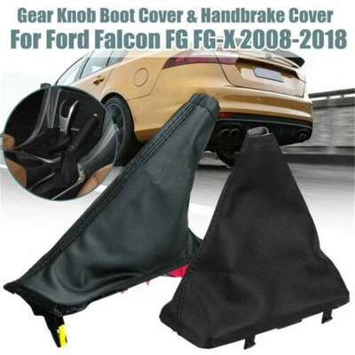Set Handbrake & T-Bar Boot cover Black Leather For Ford Falcon FG FG-X 2008~2018 - Image 1 of 4