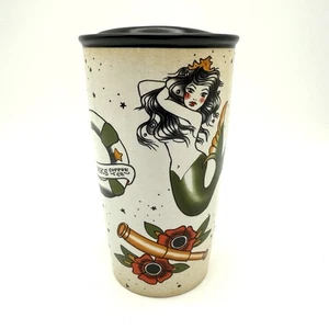 Starbucks 2015 Tattoo Sailor Mermaid Siren 12oz Double Walled Ceramic Tumbler - Picture 1 of 11
