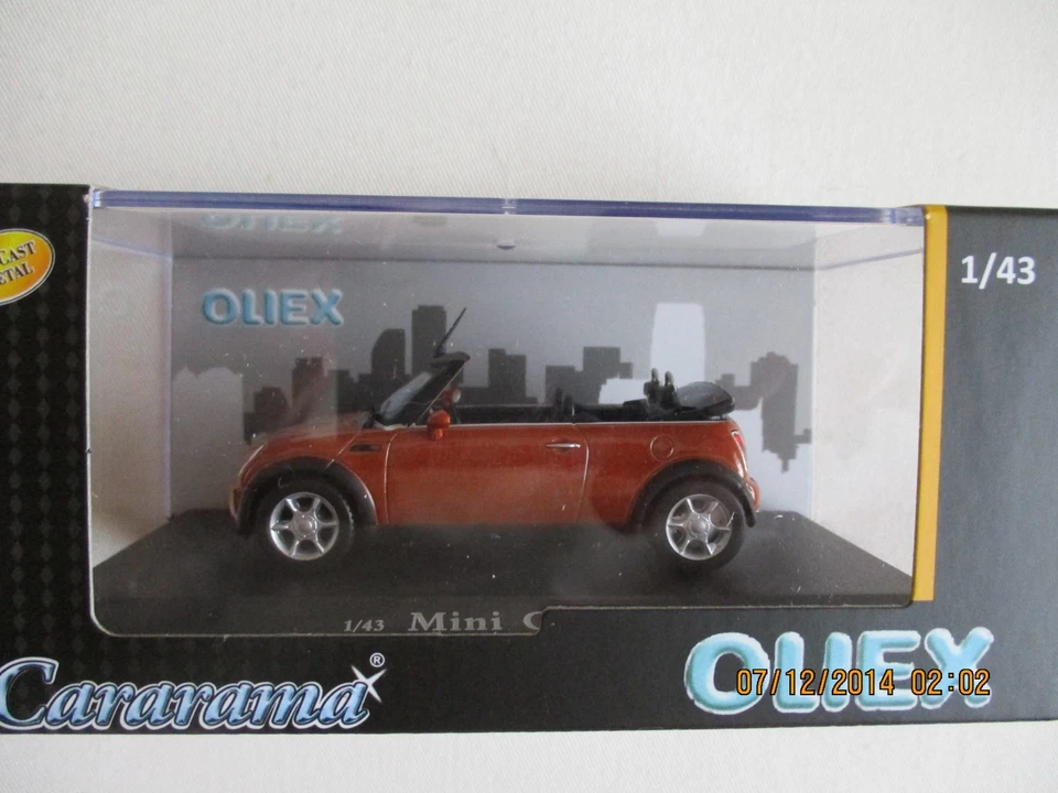 MINIATURE  OLIEX CARARAMA 1/43 MINI COOPER CABRIOLET OUVERT ORANGE 2006 - Photo 1/4